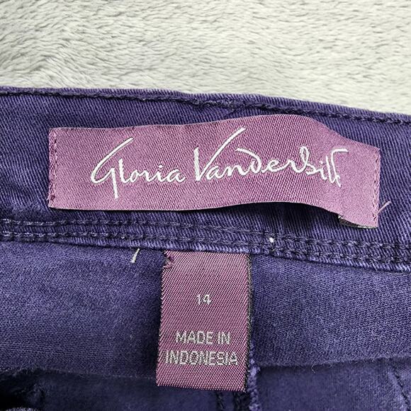Gloria Vanderbilt Jeans Womens 14 Purple Cadence Ankle Grazer Mid Rise Crop - Picture 6 of 15